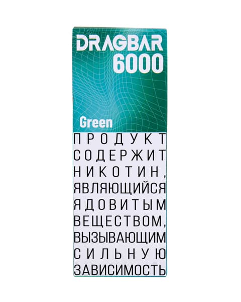 Комплект электронной системы курения ( одноразовая ) DRAGBAR 6000 - 650 mAh - Гавайская Мята ( Green ) ( 2 + 10 мл. Крепость 17 ± 3 мг\ мл )
