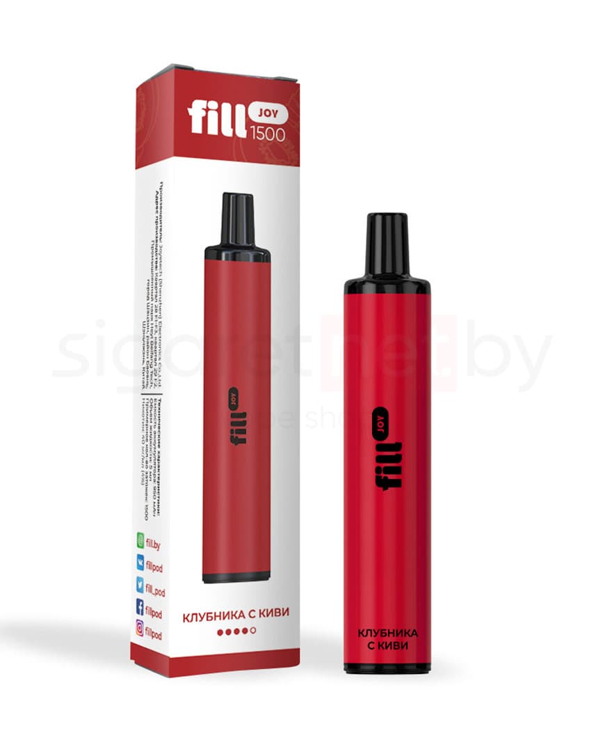 Электронная система курения ( одноразовая ) Fill JOY 1500 - 950 mAh - Клубника с Киви ( 5 мл. Крепость 40 мг\ мл )