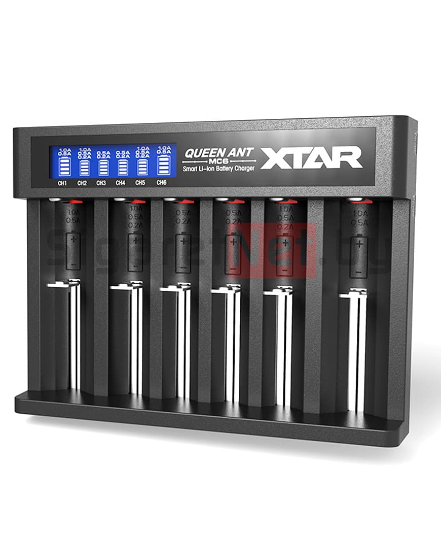 Зарядное устройство Xtar для аккумуляторных элементов (в комплекте с USB кабелем 2шт), МС6