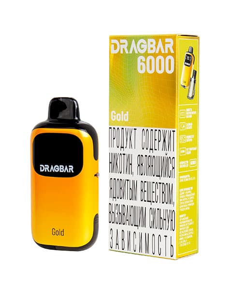 Комплект электронной системы курения ( многоразовая ) DRAGBAR 6000 - 650 mAh - Ананас ( Gold ) ( 2 + 10 мл. Крепость 17 ± 3 мг\ мл )