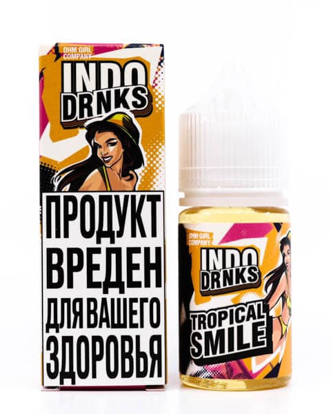 Жидкость INDO DRNKS SALT - Tropical Smile 30 мл ( 17 ± 3 мг ) ( Дыня Банан Ананас )