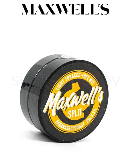 Бестабачная смесь для кальянов Maxwells - Split ( Бананы и Кокосы ) 25 г ( Medium 1% )