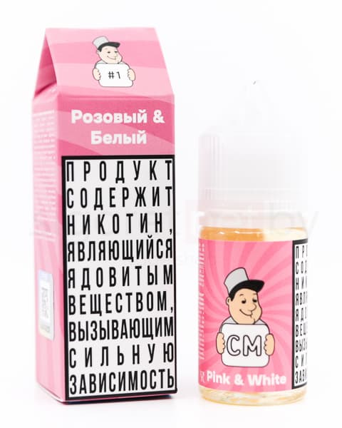 Жидкость CM - #1 Розовый &amp; Белый 30 мл ( 17 ± 3 мг ) ( Ванильный Зефир с Брусникой )
