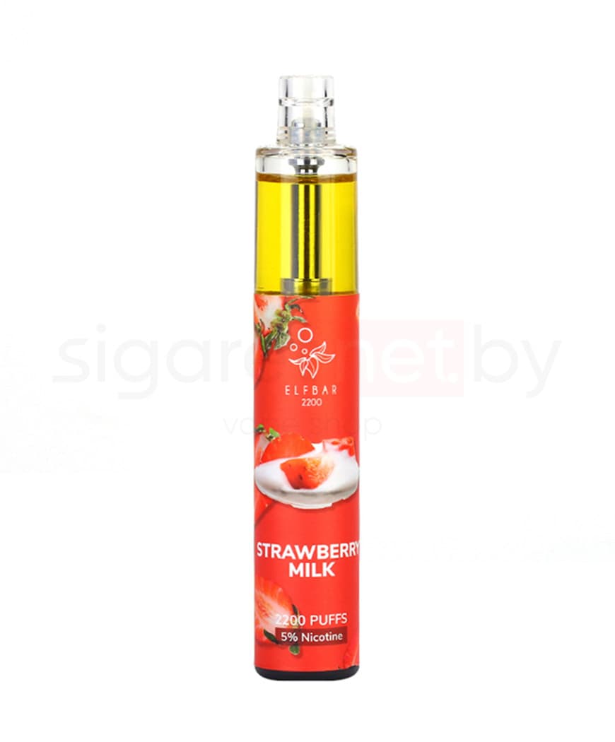 Одноразовая электронная сигарета Elf Bar 1250mAh - Клубника с Молоком ( 6 мл. Крепость 50 мг\ мл )