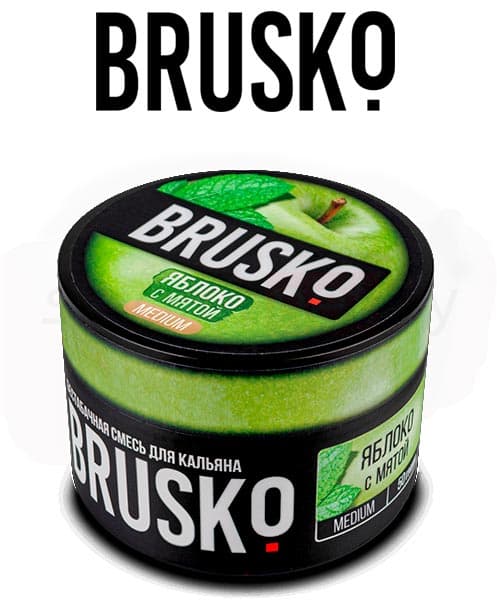 Бестабачная смесь для кальянов BRUSKO ( Яблоко с Мятой ) 50 г ( STRONG )