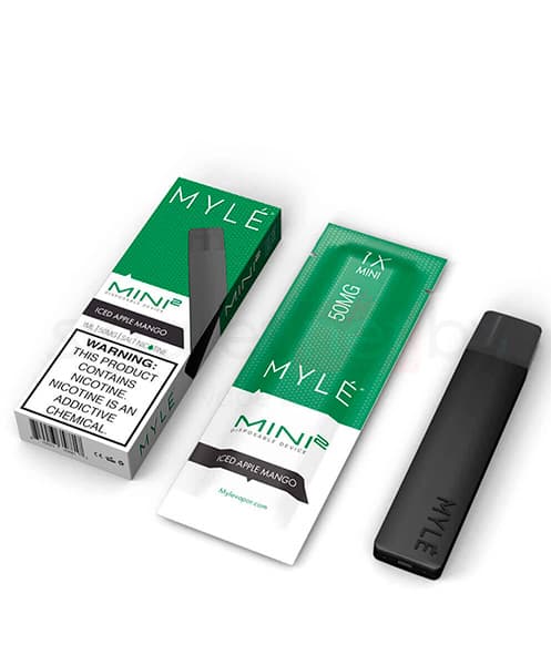 Одноразовая электронная сигарета MYLE Mini 2 ( Ледяное Яблоко - Манго ) крепость 50 мг. ( ~240 затяжек приблизительно )