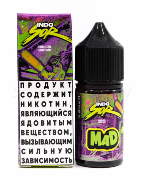 Жидкость INDO SOR SALT - Mad 30 мл ( 17 ± 3 мг ) ( Зеленое Яблоко и Малина )