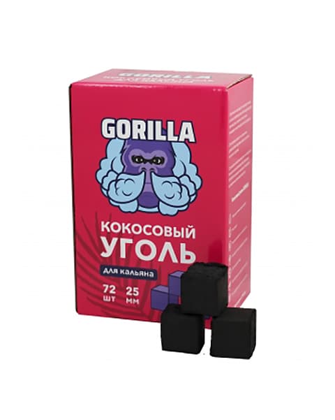 Уголь Кокосовый Gorilla 25 мм (упаковка по 72 кубика)