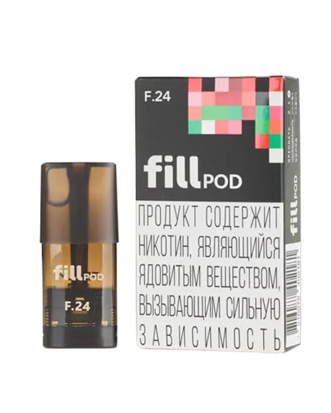 Одноразовый картридж с жидкостью для электронных систем курения fill POD - Арбуз ( F24 ) ( 1.8 мл. Крепость 17 ± 3 мг )