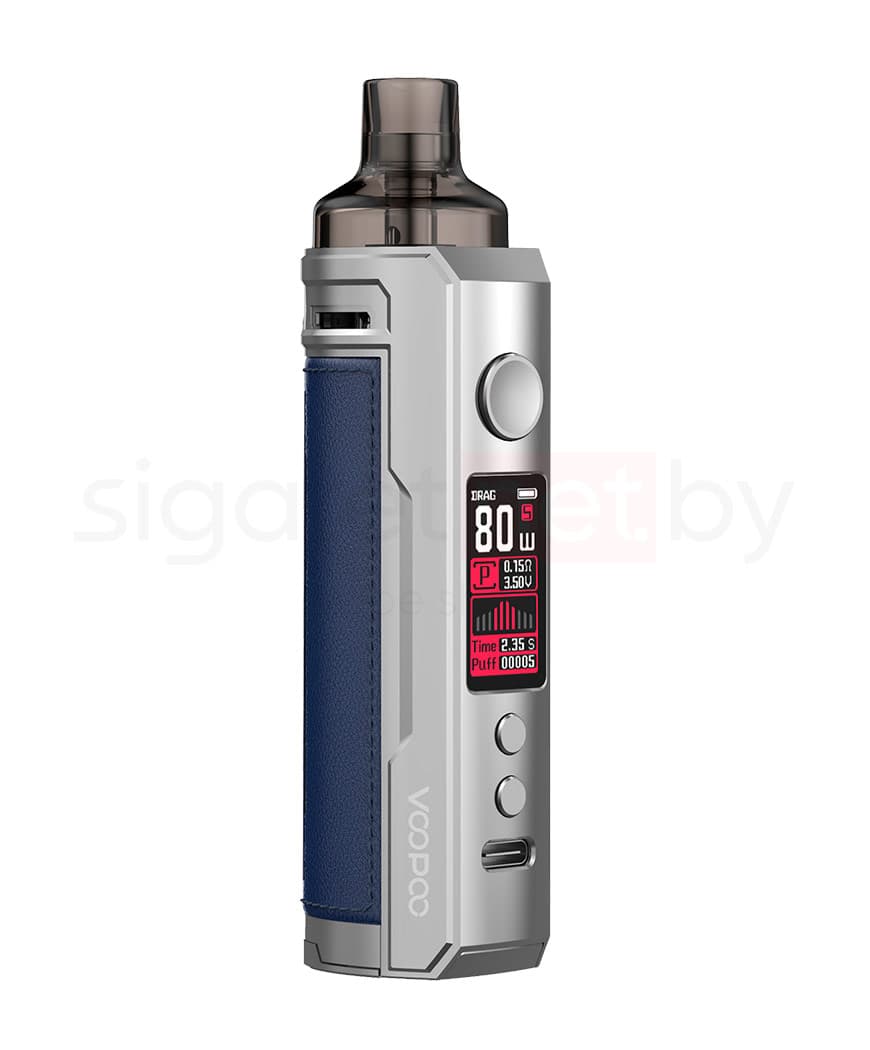 Стартовый комплект VOOPOO DRAG S 60W VW Pod  - 4,5 мл 2500 mAh ( Серебристо - Синий )