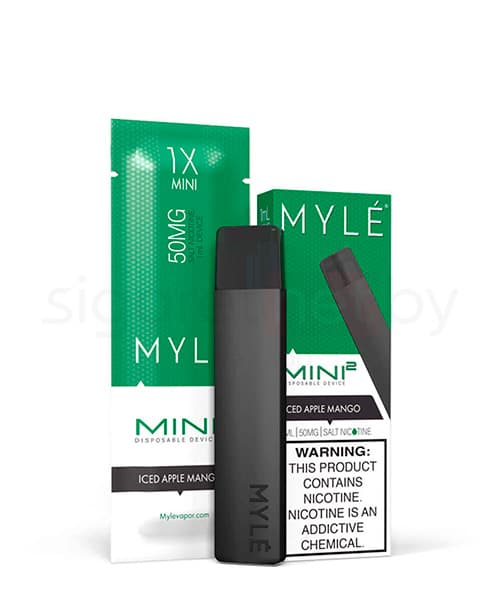 Одноразовая электронная сигарета MYLE Mini 2 ( Ледяное Яблоко - Манго ) крепость 50 мг. ( ~240 затяжек приблизительно )