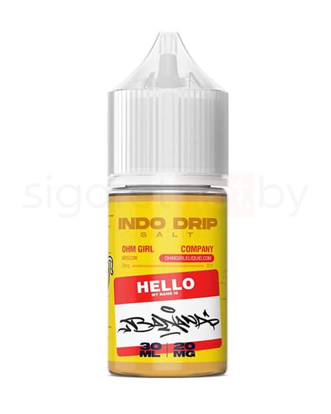 Жидкость INDO DRIP SALT - Hello My Name Is 30 мл ( 17 ± 3 мг ) ( Банан со Жвачкой  )