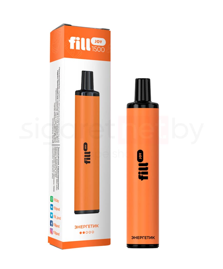 Электронная система курения ( одноразовая ) Fill JOY 1500 - 950 mAh - Энергетик ( 5 мл. Крепость 20 мг\ мл )