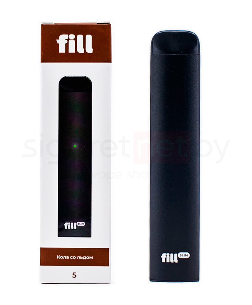 Одноразовая электронная сигарета FILL SLIM  - 280mAh ( 1,8 Ом \ 1,5 мл. ) Ледяная Кола ( крепость 50 мг. \ мл. )