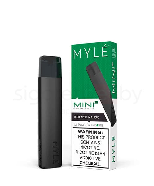 Одноразовая электронная сигарета MYLE Mini 2 ( Ледяное Яблоко - Манго ) крепость 50 мг. ( ~240 затяжек приблизительно )