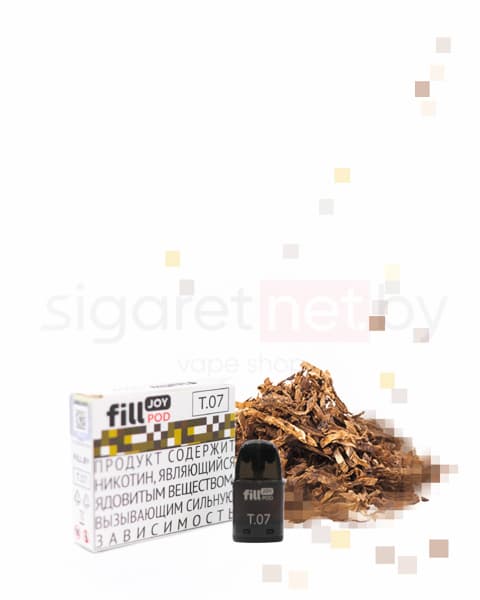 Одноразовый картридж с жидкостью для электронных систем курения fill JOY POD - Табак ( T07 ) ( 2 мл. Крепость 17 ± 3 мг )