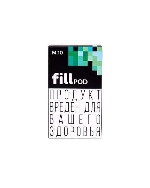 Одноразовый картридж с жидкостью для электронных систем курения fill POD - Мята ( M10 ) ( 1.8 мл. Крепость 17 ± 3 мг )