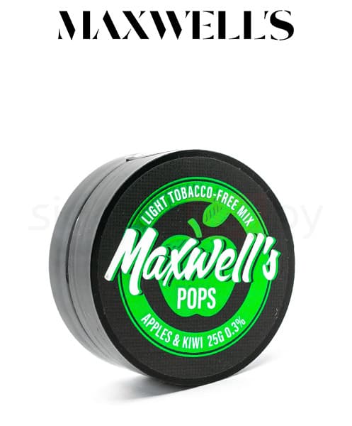 Бестабачная смесь для кальянов Maxwells - Pops ( Яблоко и Киви ) 25 г ( Medium 1% )