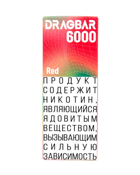 Комплект электронной системы курения ( одноразовая ) DRAGBAR 6000 - 650 mAh - Арбуз Клубника ( Red ) ( 2 + 10 мл. Крепость 17 ± 3 мг\ мл )