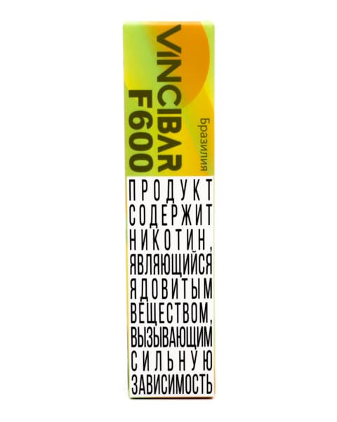 Электронная система курения ( одноразовая ) Vinci Bar F600 - 400 mAh - Ананас Манго ( Бразилия ) ( 2 мл. Крепость 17 ± 3 мг\ мл )