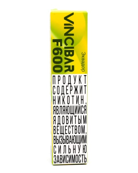 Электронная система курения ( одноразовая ) Vinci Bar F600 - 400 mAh - Ледяной Банан ( Эквадор ) ( 2 мл. Крепость 17 ± 3 мг\ мл )