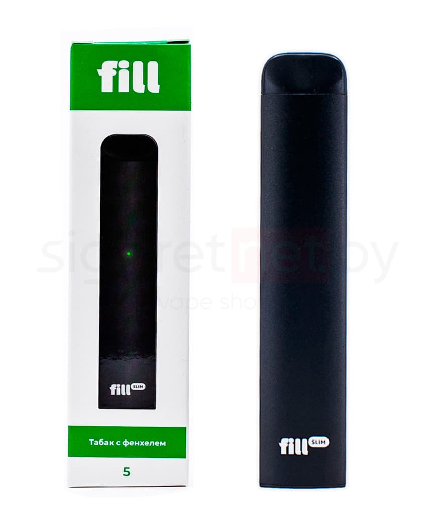 Одноразовая электронная сигарета FILL SLIM  - 280mAh ( 1,8 Ом \ 1,5 мл. ) Табак с Фенхелем ( крепость 50 мг. \ мл. )