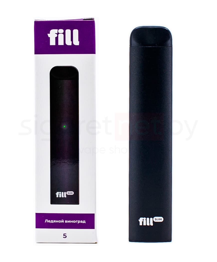Одноразовая электронная сигарета FILL SLIM  - 280mAh ( 1,8 Ом \ 1,5 мл. ) Виноград с Куллером ( крепость 50 мг. \ мл. )
