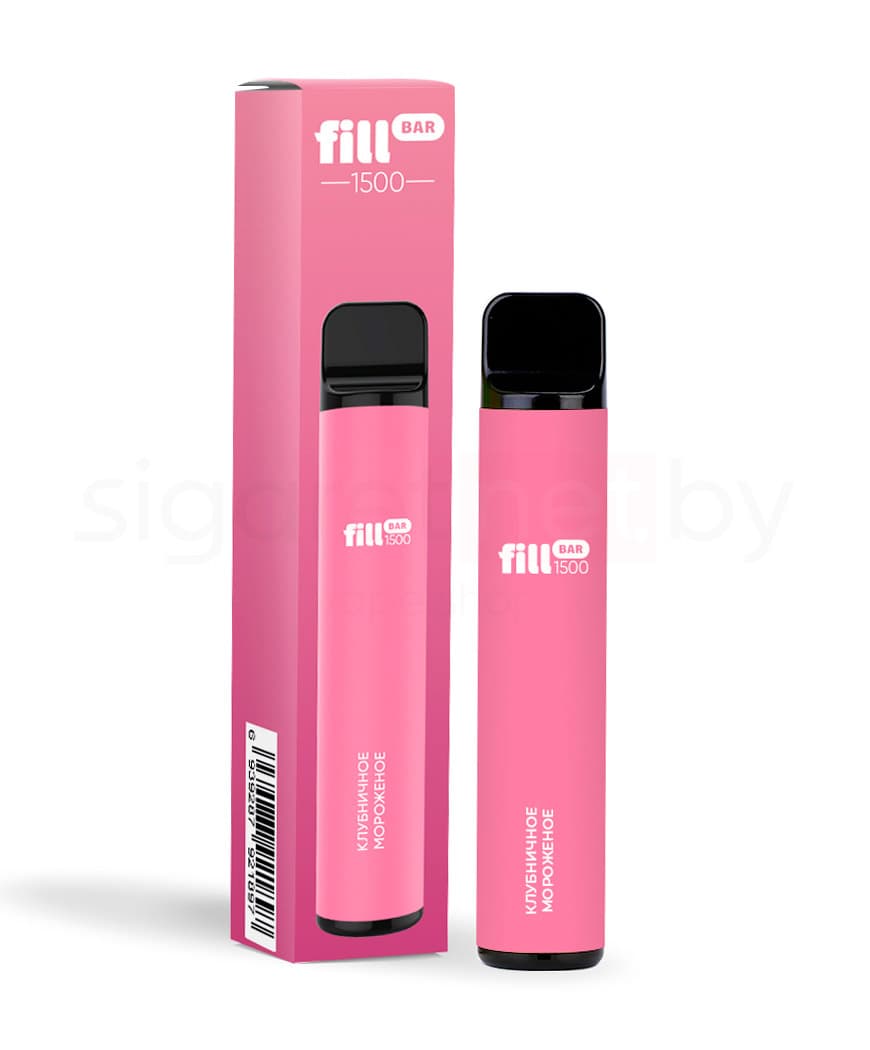 Электронная система курения ( одноразовая ) Fill Bar 1500 - 850 mAh - Клубничное Мороженое ( 4,8 мл. Крепость 20 мг\ мл )