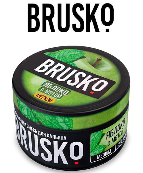 Бестабачная смесь для кальянов BRUSKO ( Яблоко с Мятой ) 250 г ( MEDIUM )
