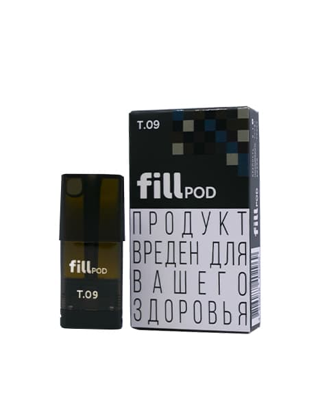 Одноразовый картридж с жидкостью для электронных систем курения fill POD - Сигарный Табак ( T09 ) ( 1.8 мл. Крепость 17 ± 3 мг )
