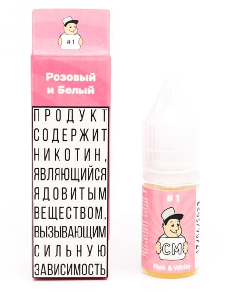 Жидкость CM - #1 Розовый &amp; Белый 10 мл ( 15 ± 3 мг ) ( Ванильный Зефир с Брусникой )