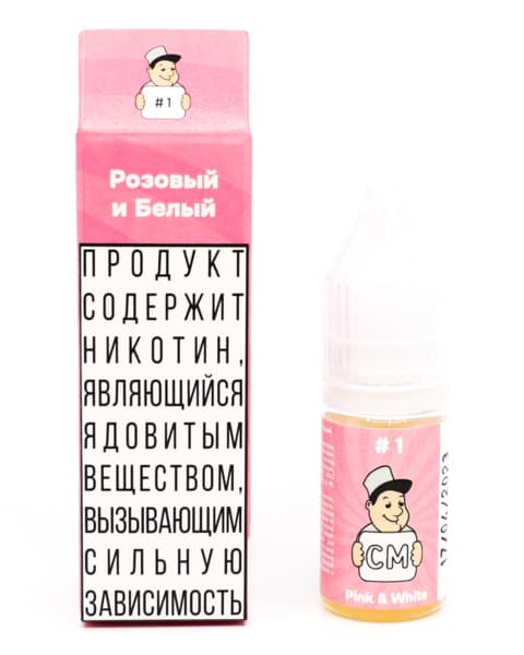 Жидкость CM - #1 Розовый & Белый 10 мл ( 17 ± 3 мг ) ( Ванильный Зефир с Брусникой )
