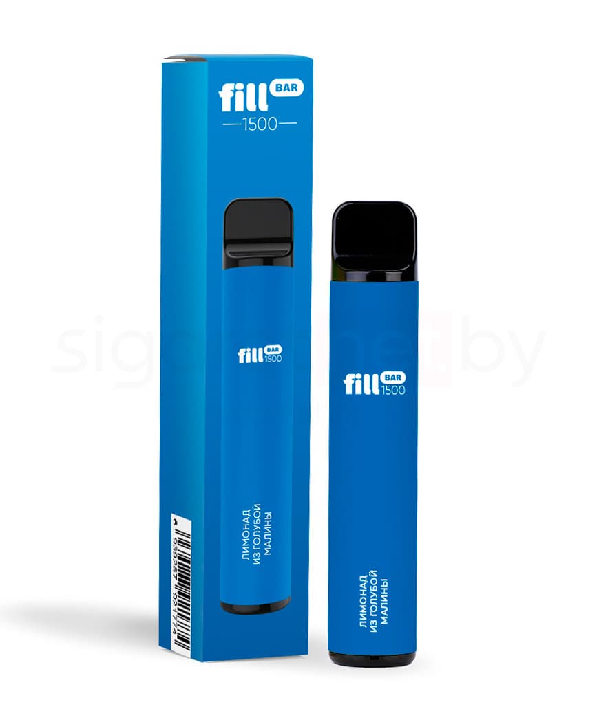 Электронная система курения ( одноразовая ) Fill Bar 1500 - 850 mAh - Лимонад из Голубой Малины ( 4,8 мл. Крепость 50 мг\ мл )