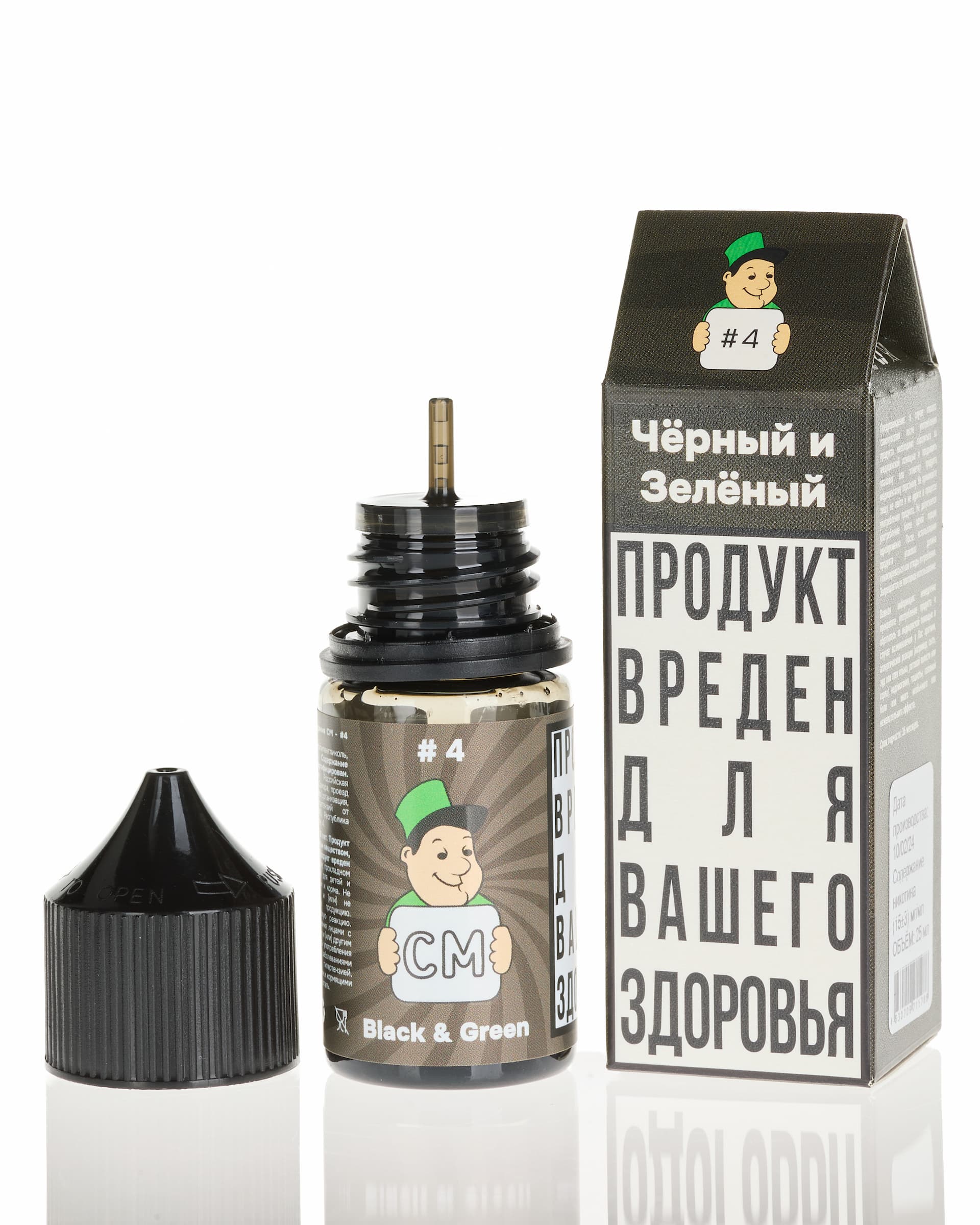 Жидкость CM - #4 Черный &amp; Зеленый 25 мл ( 15 ± 3 мг ) ( Лимонад Байкал с Пихтой )