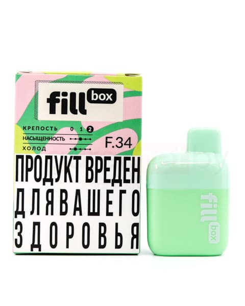 Электронная система курения ( одноразовая ) fill Box - 400 mAh - Яблоко ( F34 ) ( 2 мл. Крепость 17 ± 3 мг\ мл )