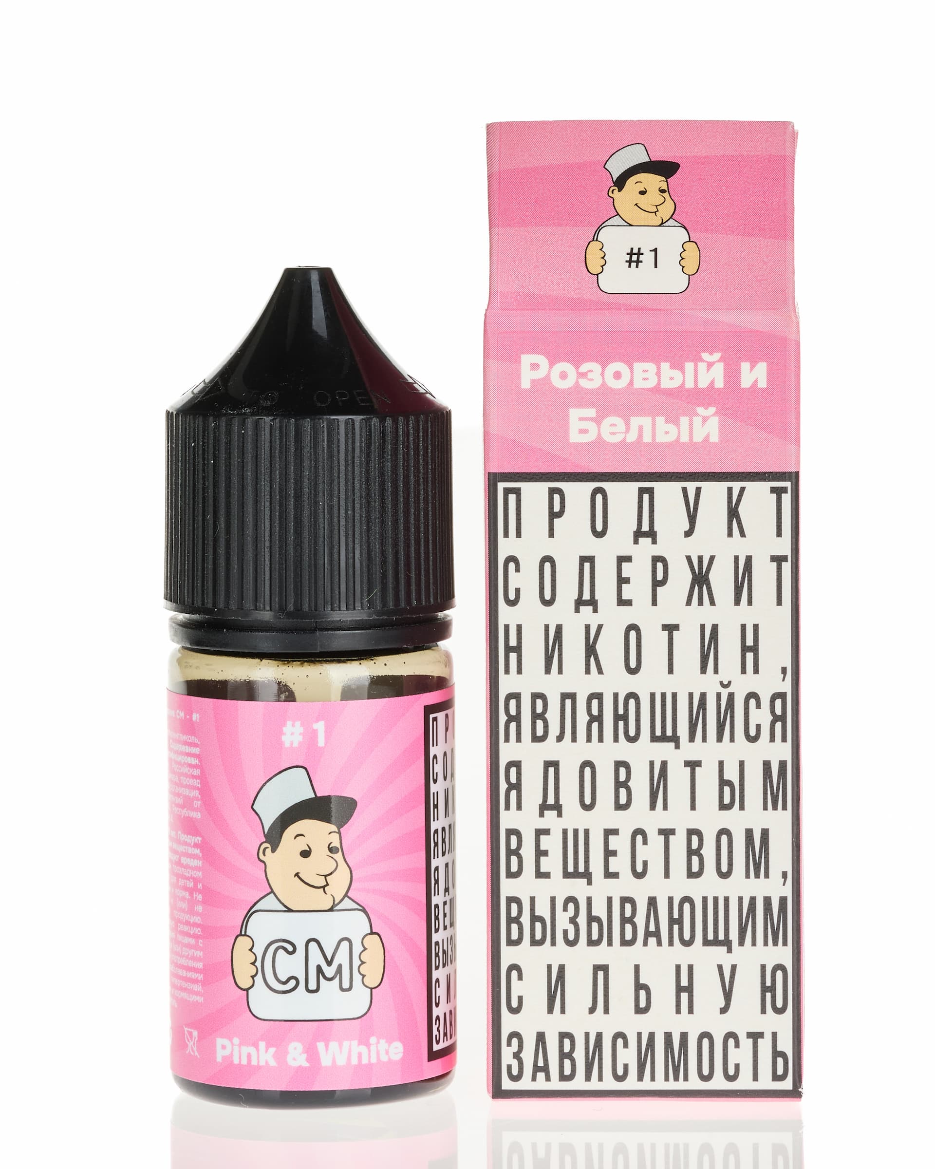 Жидкость CM - #1 Розовый &amp; Белый 25 мл ( 15 ± 3 мг ) ( Ванильный Зефир с Брусникой )