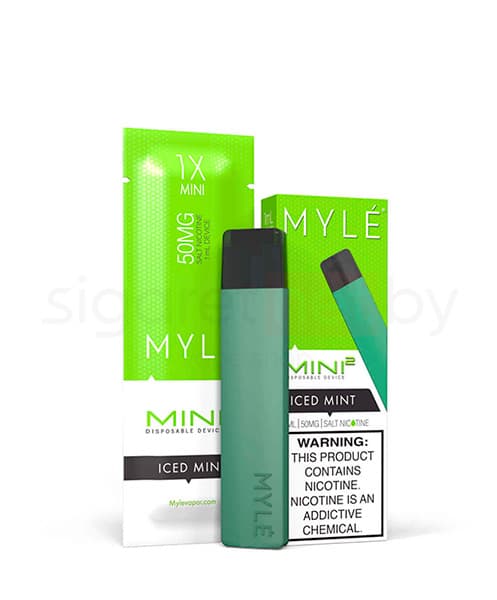 Одноразовая электронная сигарета MYLE Mini 2 ( Ледяная Мята ) крепость 50 мг. ( ~240 затяжек приблизительно )