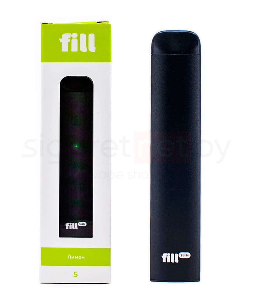 Одноразовая электронная сигарета FILL SLIM  - 280mAh ( 1,8 Ом \ 1,5 мл. ) Лимон ( крепость 50 мг. \ мл. )