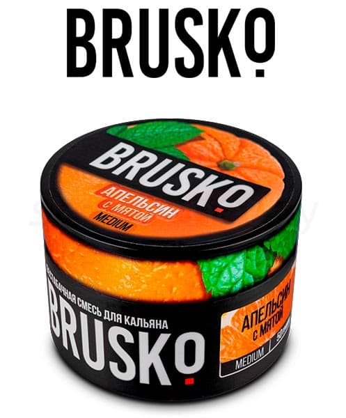 Бестабачная смесь для кальянов BRUSKO ( Апельсин с Мятой ) 50 г ( STRONG )