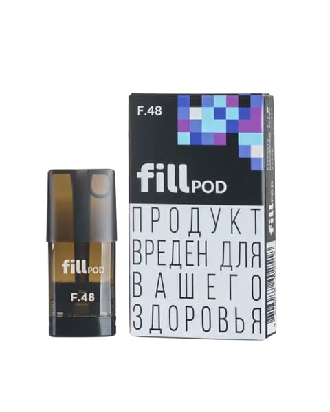 Одноразовый картридж с жидкостью для электронных систем курения fill POD - Ледяная Черника ( F48 ) ( 1.8 мл. Крепость 17 ± 3 мг )