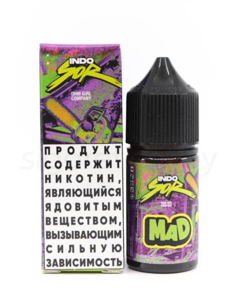 Жидкость INDO SOR SALT - Mad 30 мл  ( 12 ± 2 мг ) ( Зеленое Яблоко и Малина )