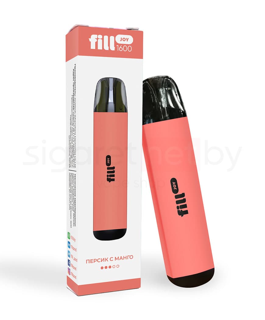 Электронная система курения ( одноразовая ) Fill JOY 1600 - 800 mAh - Персик с Манго ( 4 мл. Крепость 30 мг\ мл )