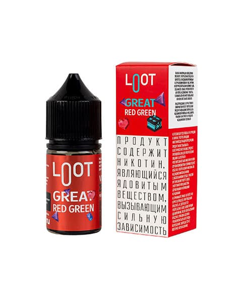 Жидкость Loot SALT - Great Red Green 25 мл ( 15 ± 3 мг ) ( Яблоко Гранат )
