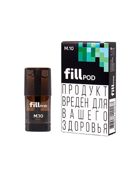 Одноразовый картридж с жидкостью для электронных систем курения fill POD - Мята ( M10 ) ( 1.8 мл. Крепость 17 ± 3 мг )