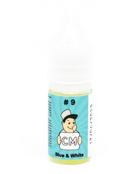 Жидкость CM - #9 Синий &amp; Белый 10 мл ( 17 ± 3 мг ) ( Булочка с Корицей )