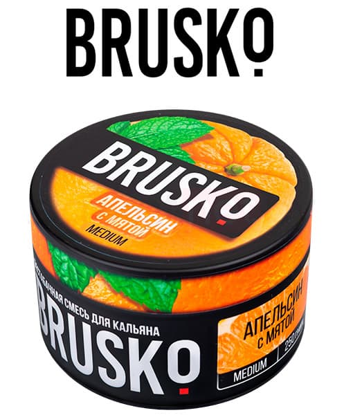 Бестабачная смесь для кальянов BRUSKO ( Апельсин с Мятой ) 250 г ( MEDIUM )