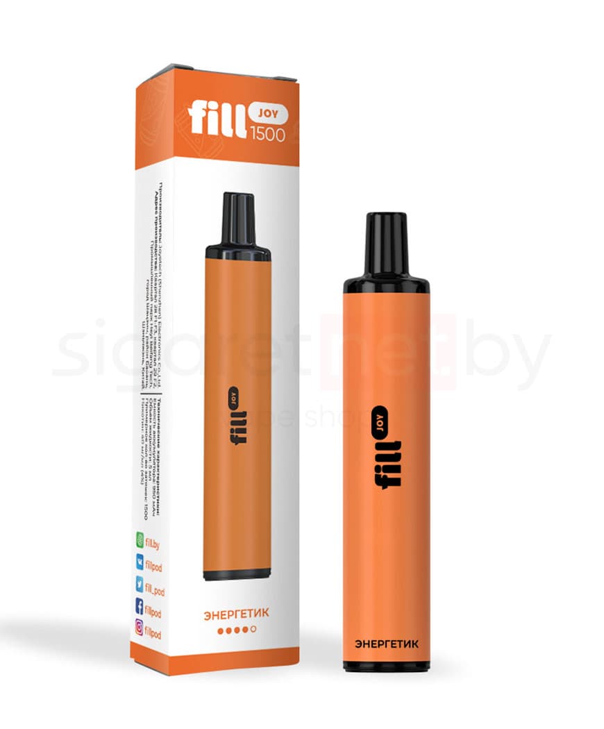 Электронная система курения ( одноразовая ) Fill JOY 1500 - 950 mAh - Энергетик ( 5 мл. Крепость 40 мг\ мл )