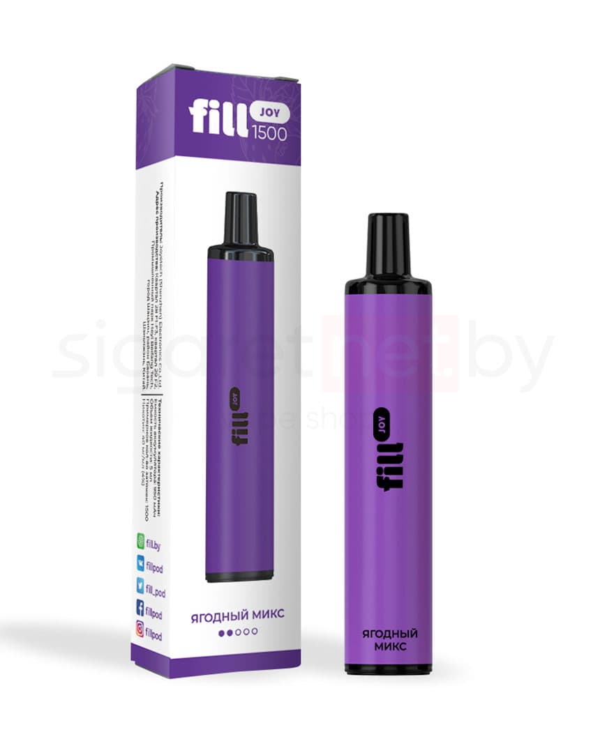 Электронная система курения ( одноразовая ) Fill JOY 1500 - 950 mAh - Ягодный  Микс ( 5 мл. Крепость 20 мг\ мл )