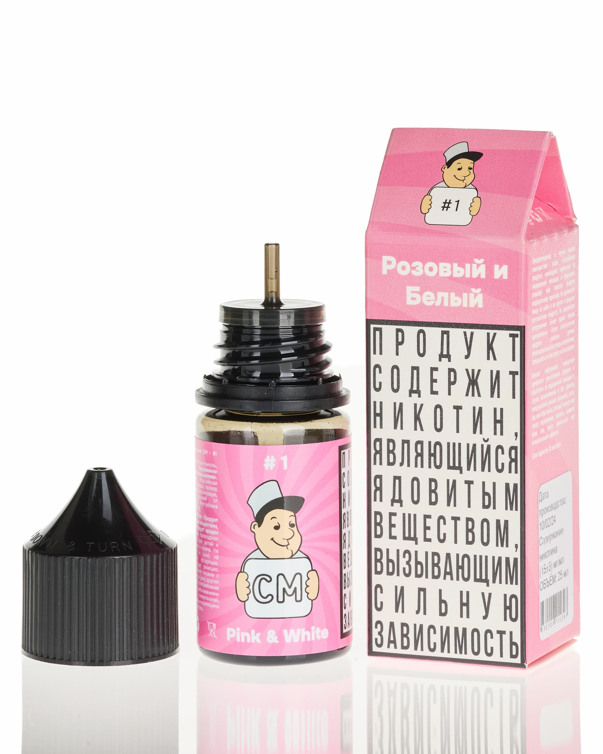 Жидкость CM - #1 Розовый &amp; Белый 25 мл ( 15 ± 3 мг ) ( Ванильный Зефир с Брусникой )