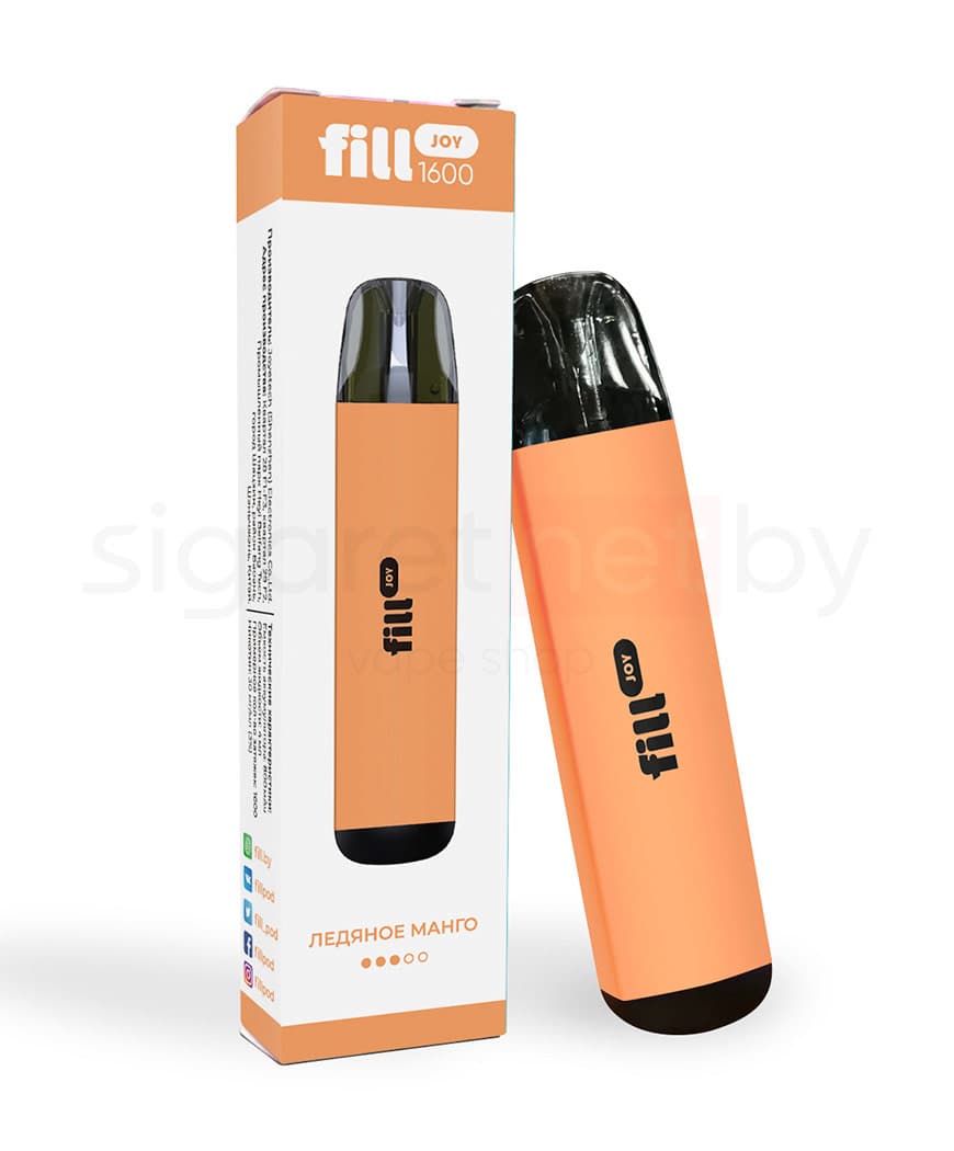 Электронная система курения ( одноразовая ) Fill JOY 1600 - 800 mAh - Ледяное Манго ( 4 мл. Крепость 30 мг\ мл )